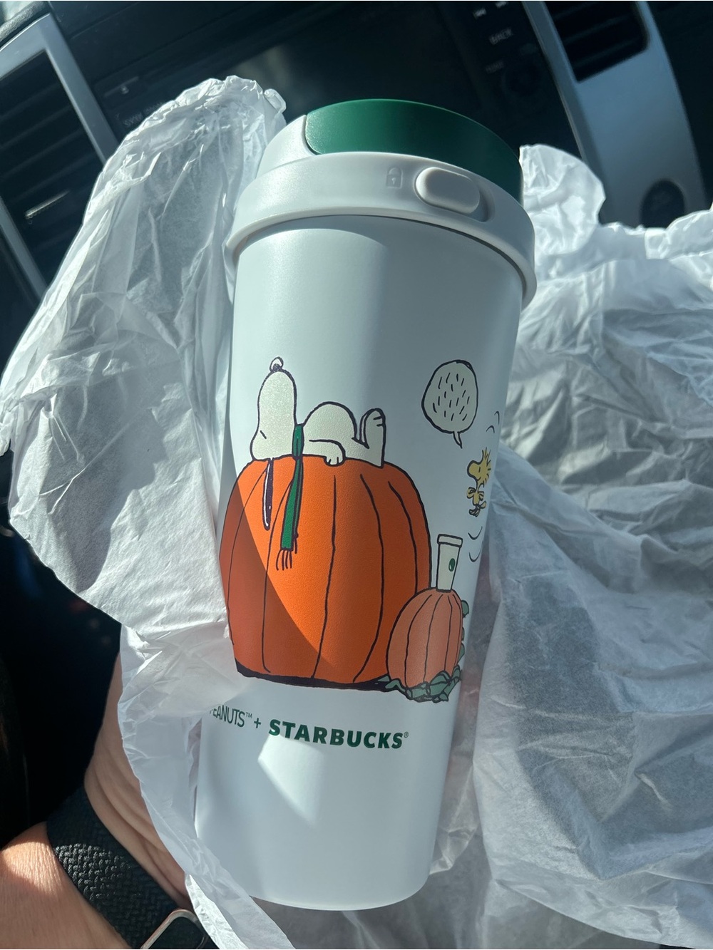 NWT Starbucks x Peanuts Snoopy Great Pumpkin 16oz Stainless Tumbler